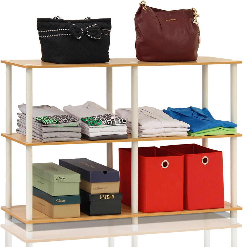 Furinno TURN-N-TUBE Storage Shelves, 3-Tier 47.4 Wide Book Shelf, Corner Shel...