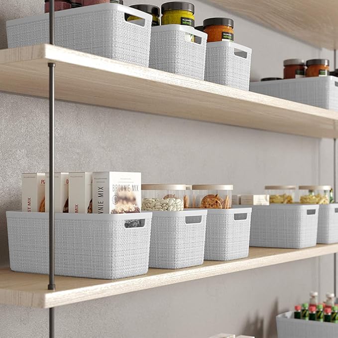 Curver Jute Decorative Plastic Organization and Storage Basket Perfect Bins - Image 5