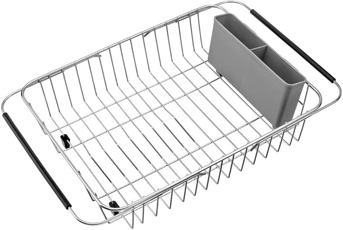 SANNO Expandable Dish Drying Rack, Dish Drainer, Dish Plate Holder Basket in by SANNO