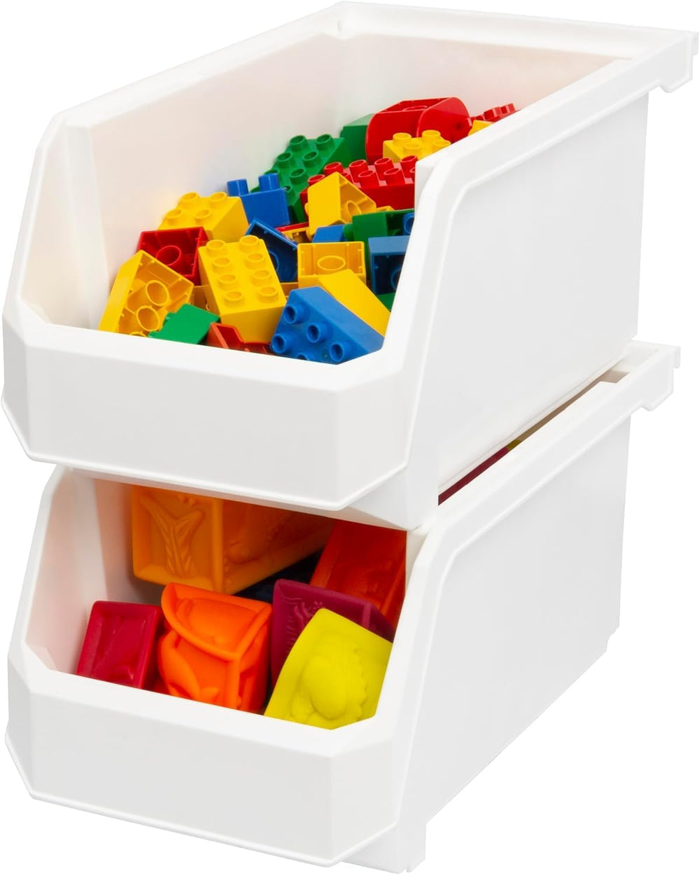 ReadySpace Large Stackable Plastic Storage Bins, 6-Pack, White