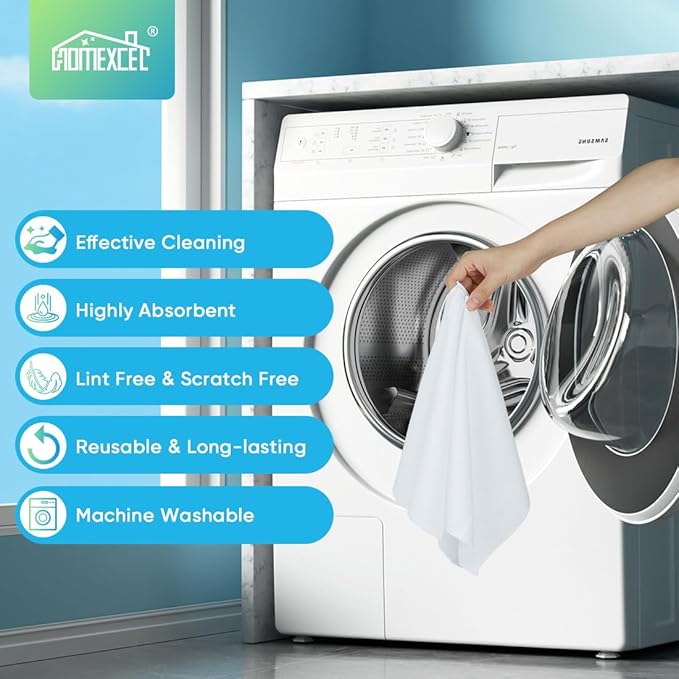 HOMEXCEL White Microfiber Cleaning Cloth, 24 Pack Cleaning Towels - Image 6