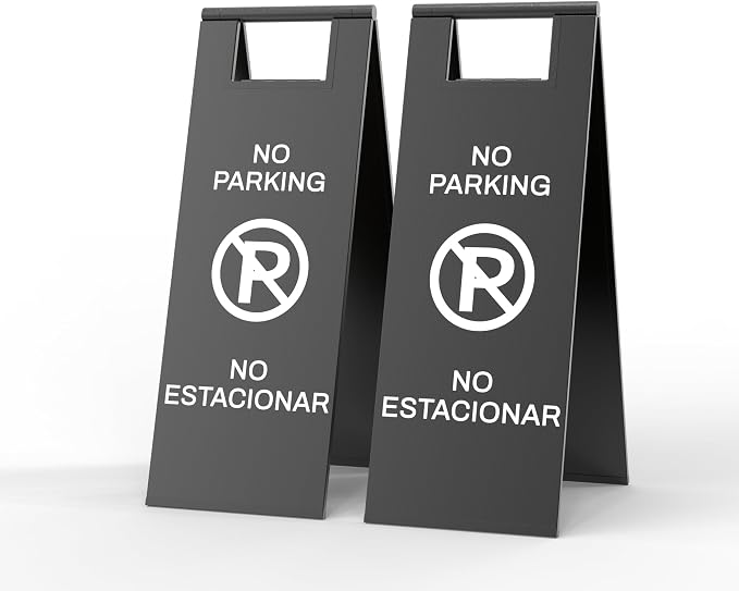 Stainless Steel No Parking Sign Portable Foldable Handle 2-Pack by CrazyAnt