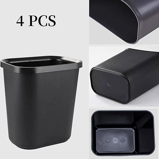 Black Small Trash Can 4Pack, 2Gallon/8 L Plastic Office Trash Can Garbage Can - Image 4
