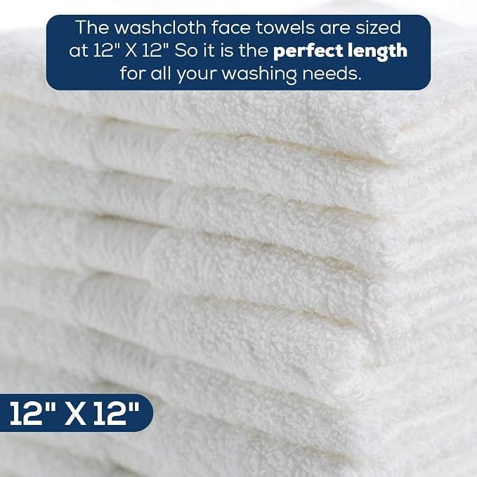 SIMPLI-MAGIC Cotton Washcloths White, 40 Pack, Size: 12”x12” - Image 3
