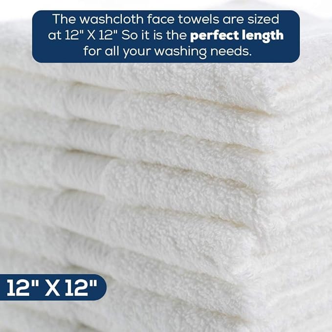SIMPLI-MAGIC Cotton Washcloths White, 40 Pack, Size: 12”x12” - Image 6