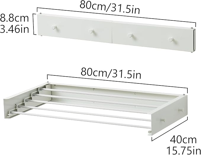 Clothes Drying Rack, Laundry Hanging Rack Collapsible, Wall Mounted Drying Rack - Image 3