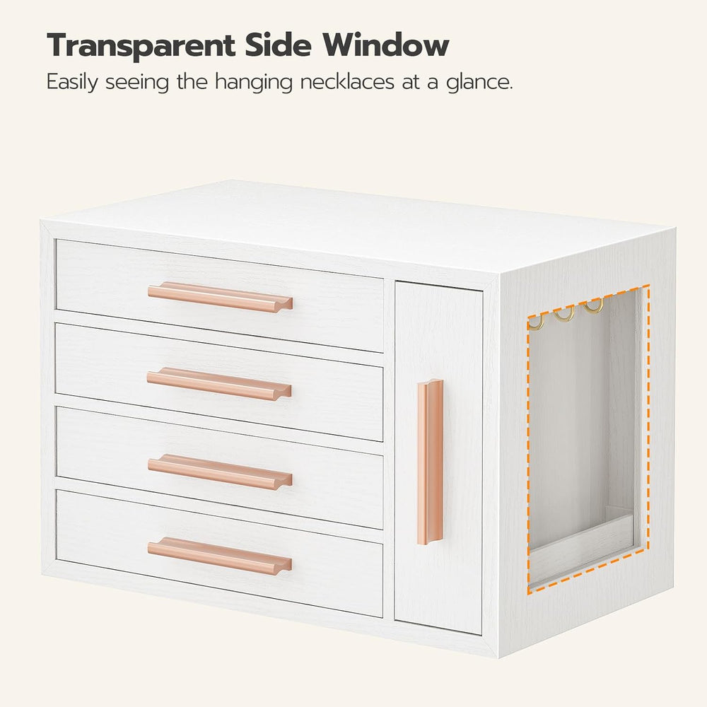 HOOBRO Jewelry Box for Women, Wooden Jewelry Organizer, Transparent Window