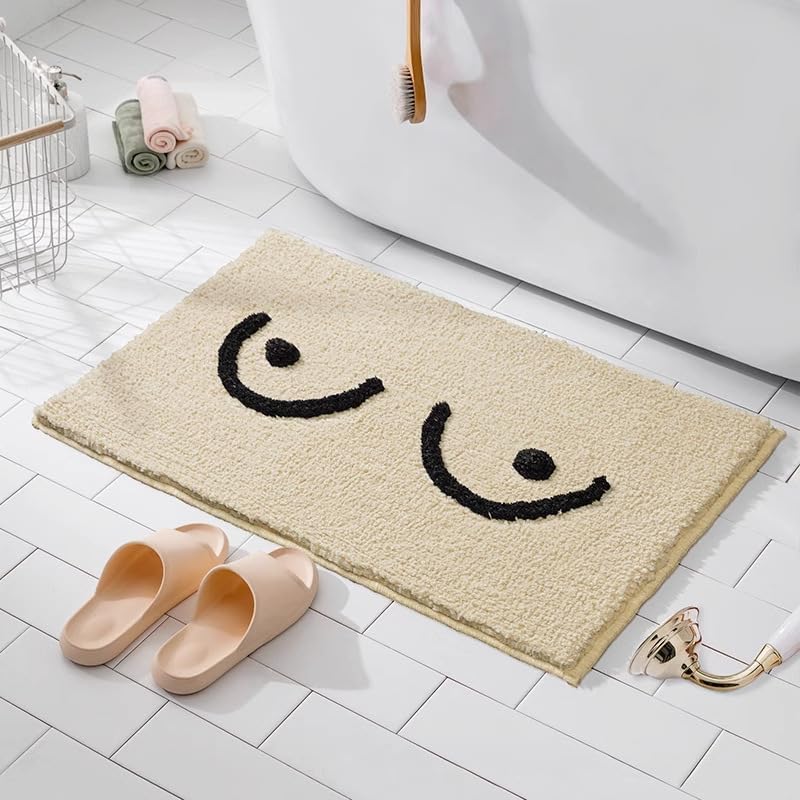 Get Naked Bath Mat, Funny Bathroom Decor, Soft Faux Cashmere, 16"x24"