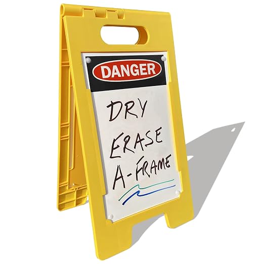 SmartSign 25 x 12 inch “Danger” Dry Erase Two-Sided Folding Floor Sign by SmartSign
