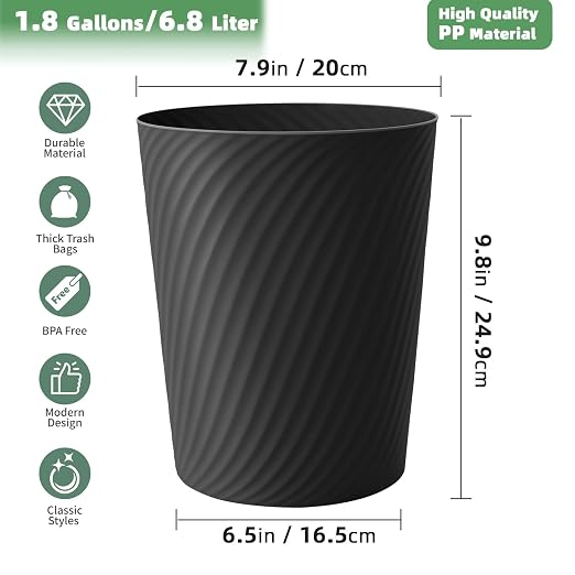 Small Trash Can 3 Pack 1.8 Gallons, Bathroom Trash Can & Garbage Can - Image 4