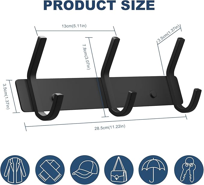VAEHOLD Coat Hooks Wall Hook for Hanging Clothes Robes Towels Hats Heavy Duty - Image 3