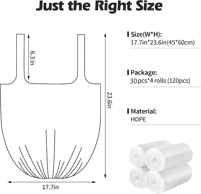 2-4 Gallon Portable Trash Bags, Bedroom Trash Can, Strong Trash Bags（White） - Image 4