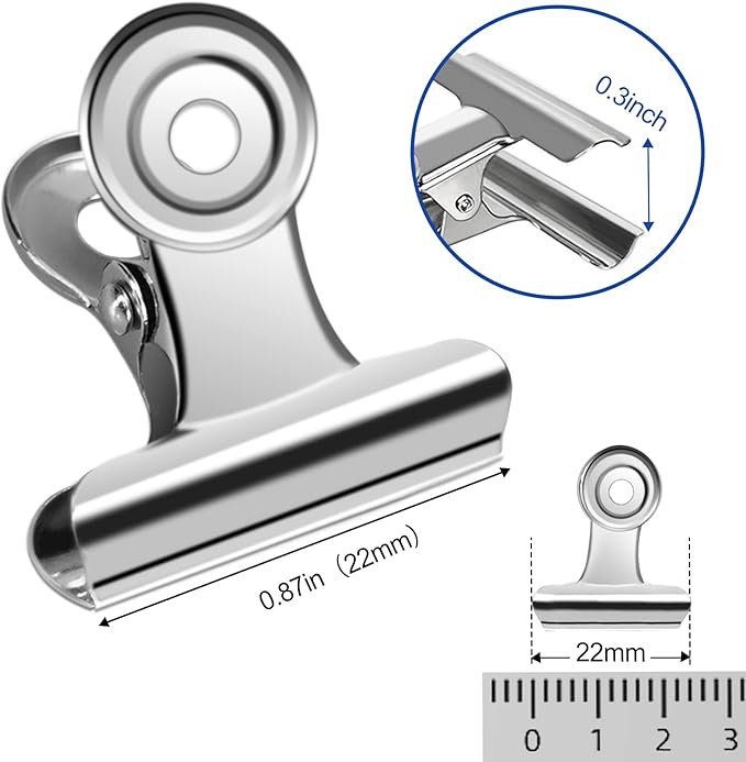 30 Pack Small Bull Clips 0.87 Inch Mini Metal Hinge Clips Binder Paper Hinge - Image 2