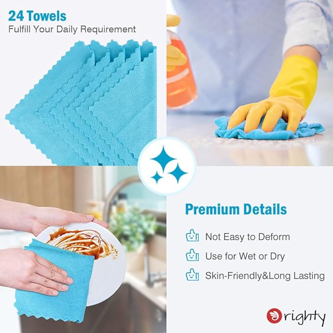 Orighty Cleaning Cloths 12x12 inch, Highly Absorbent Microfiber Cleaning - Image 5