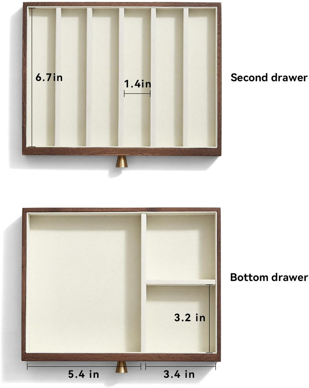 CHOSIN Black Walnut Jewelry Box Wood for Women with Glass Lid, 3 Layer