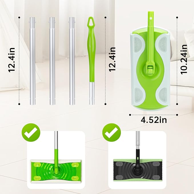 Mop Handle Compatible with Swiffer, Detachable Green Extra Long Mop Handle - Image 2
