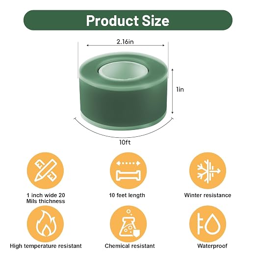 Self Fusing Silicone Tape 4 Rolls 1 in x 10' Green Waterproof Rescue Tape - Image 2