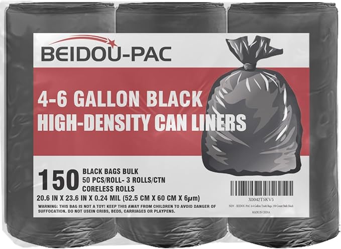 4-6 Gallon Trash Bags, Industrial, Commercial, Janitorial by BEIDOU-PAC