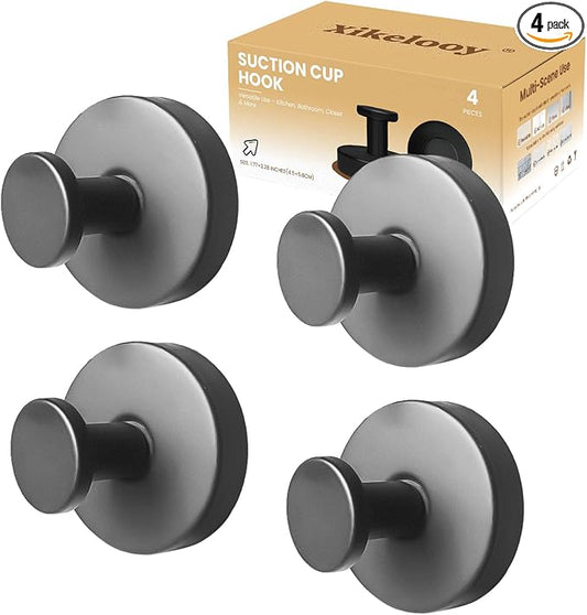4 Pcs Suction Cup Hooks for Shower，Removable Hooks，Towel Hook，Suction Hook for by Xikelooy