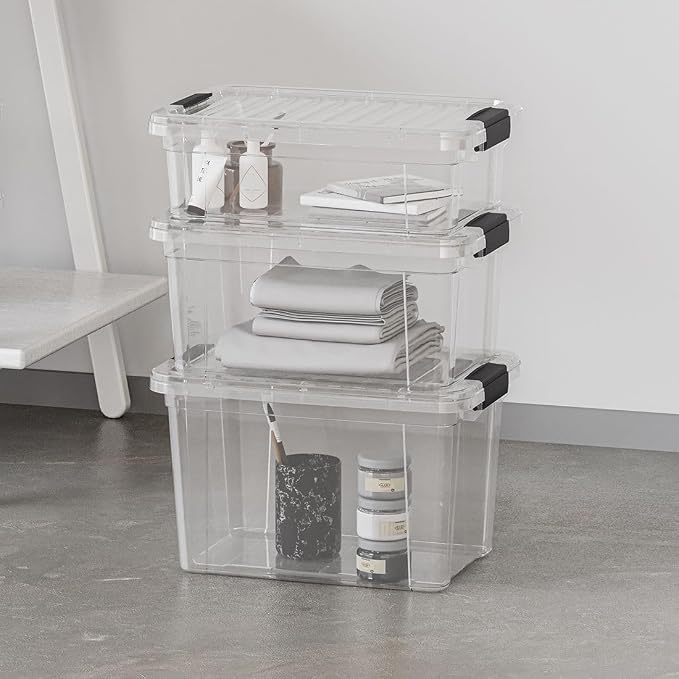 Superio Storage Bins with Lids- 4 Pack, 4.75 Qt Clear Boxes - Image 7