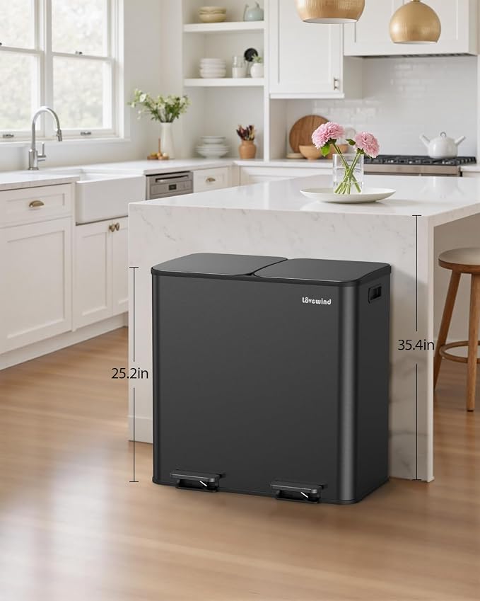 Lovewind Trash Can, 2 x 10.5 Gallon Garbage Can - Image 2
