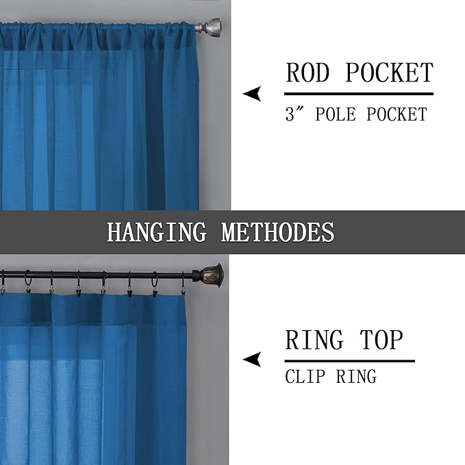 Tollpiz Short Sheer Curtains Linen Textured Living Room Curtain Sheers Light - Image 5
