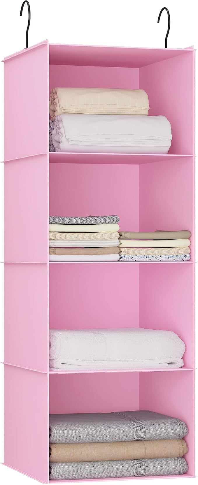 Hanging Closet Organizer, Easy Mount Foldable 4-Shelf Hanging Closet Wardrobe by DonYeco