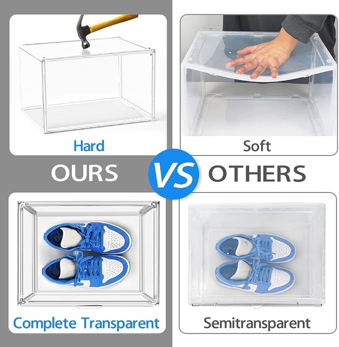 10 Pack Acrylic Shoe Storage Box Clear Plastic Stackable Acrylic Display Case - Image 2