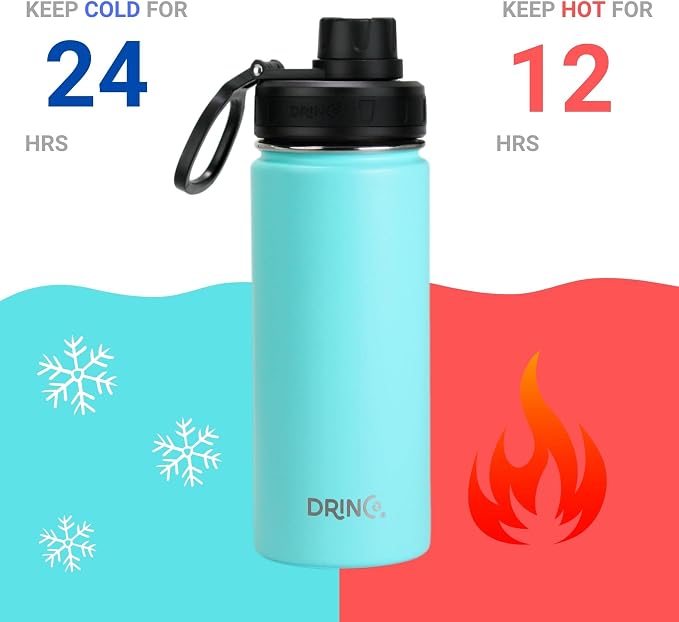 DRINCO Stainless Steel Water Bottle Spout Lid Vacuum Insulated Double Wall - Image 4