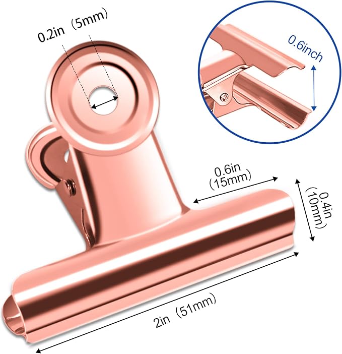 20 Pack Large Metal Hinge Rose Gold Clips 51mm - Image 2