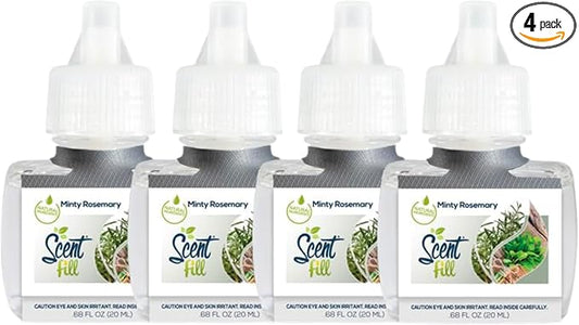 Scent Fill Minty Rosemary Plug in Air Freshener, 4 Scented Oil Refills by ScentFill