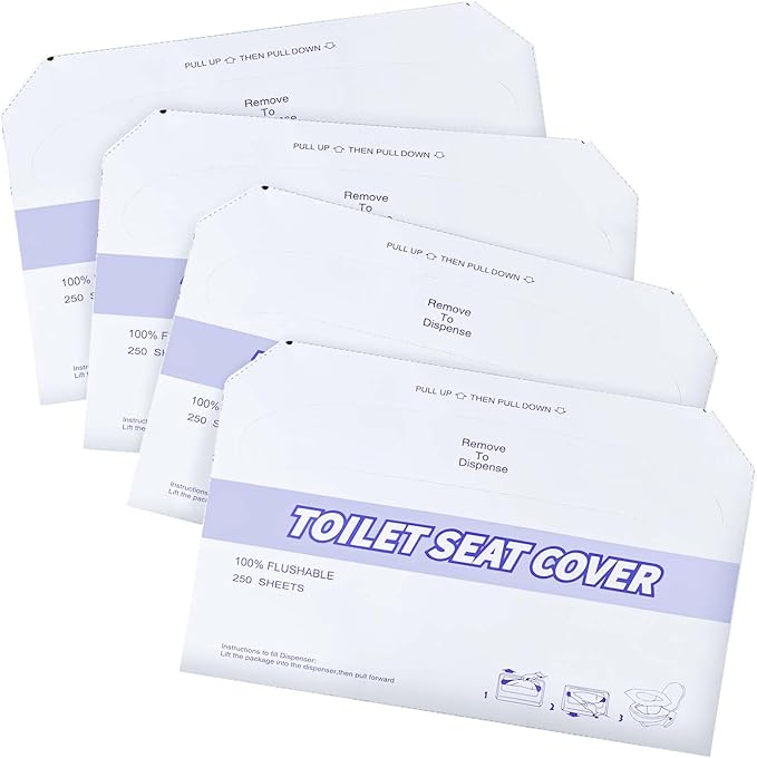 4 Pack Disposable Toilet Seat Covers Flushable Paper Toilet Seat Cover by KISEER