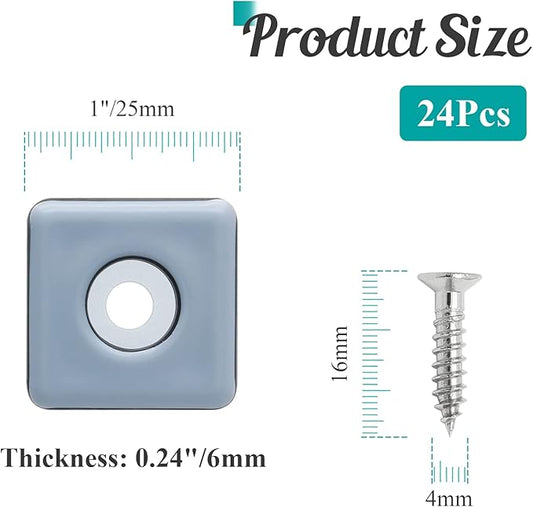 24pcs 1" Screw on Furniture Sliders, Teflon Chair Leg Slides, Square Furniture - Image 2