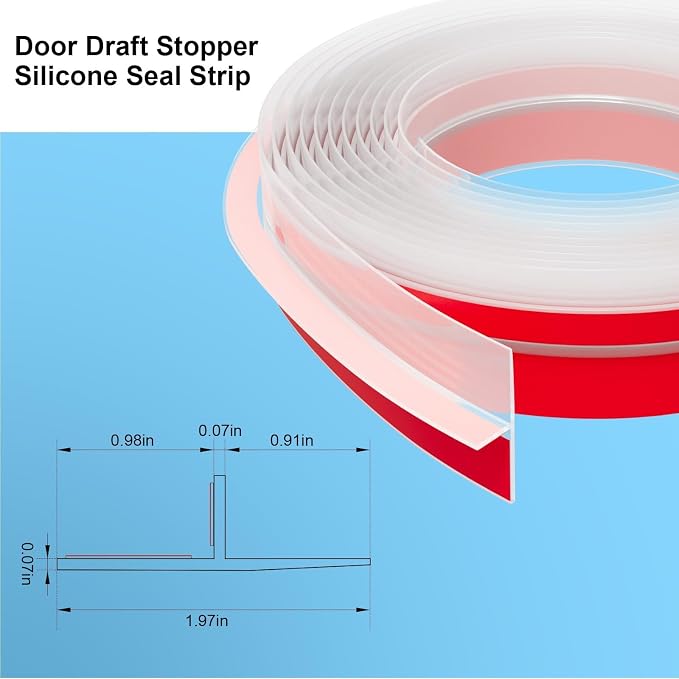 T-Shaped Door Draft Stopper, 1.97 in x 10 Ft Silicone Seal Strip - Image 2