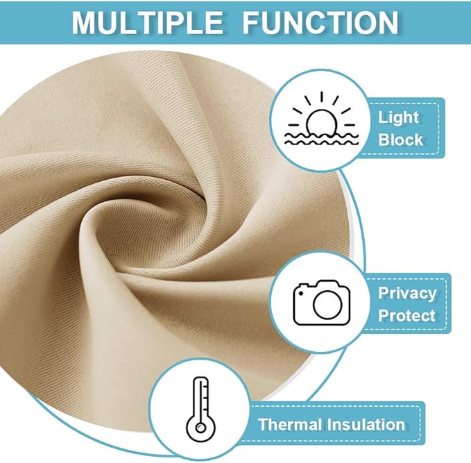 RYB HOME Blackout Shades Curtains Window Dressing Energy Saving Curtain - Image 6