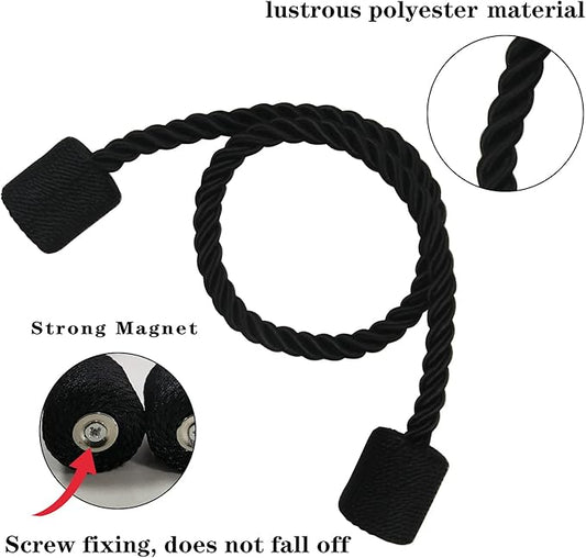 2 Pack Black Strong Magnetic Curtain Tiebacks Outdoor Elegant Decorative Tie - Image 2
