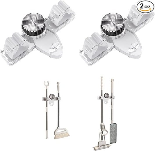 Mop and Broom Holder Wall Mount, No Punching Required Broom and Mop Organizer by Unknown