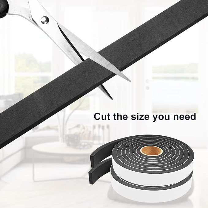 2 Rolls Weather Stripping Door Seal, Adhesive Closed Cell Weather Strip… - Image 4