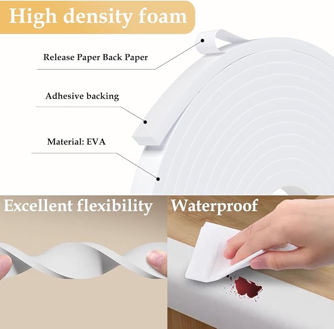 Weather Stripping Door Seal White, 1/2Inch Wide X 1/4 Inch Thick, Air - Image 3