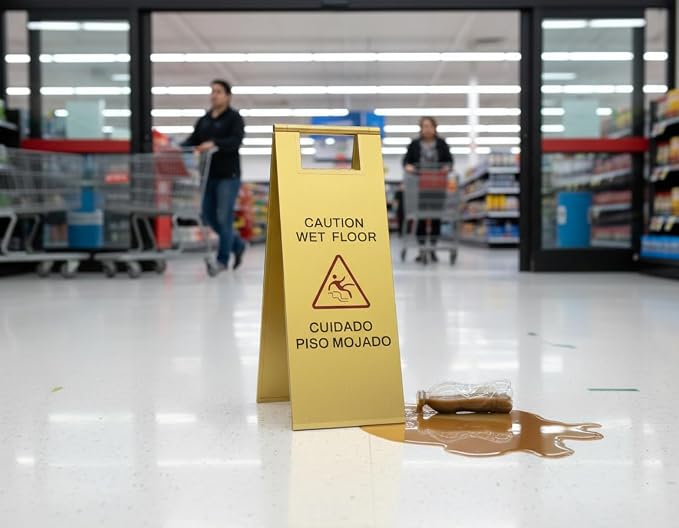 2 Pcs Wet Floor Sign, 24 Inch Gold Stainless Steel Caution Wet Floor Sign - Image 5