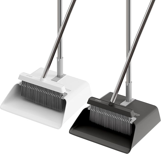 JOYMOOP 2 Pack Broom and Dustpan Set, Upright Angle by JOYMOOP