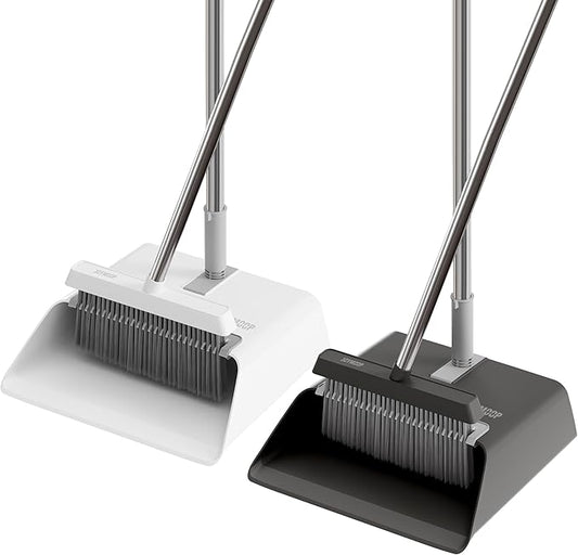 JOYMOOP 2 Pack Broom and Dustpan Set, Upright Angle by JOYMOOP