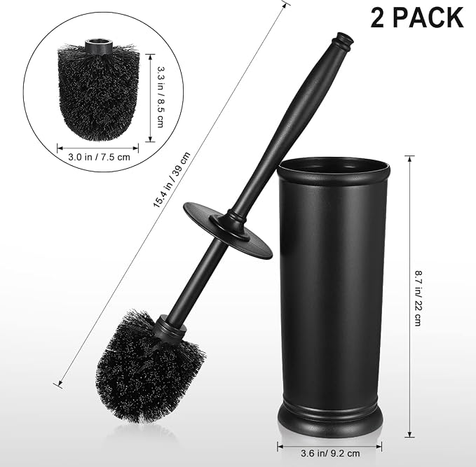 Toilet Bowl Brush Holder Set: 2 Pack Modern Deep Cleaning Bathroom Toilet - Image 7