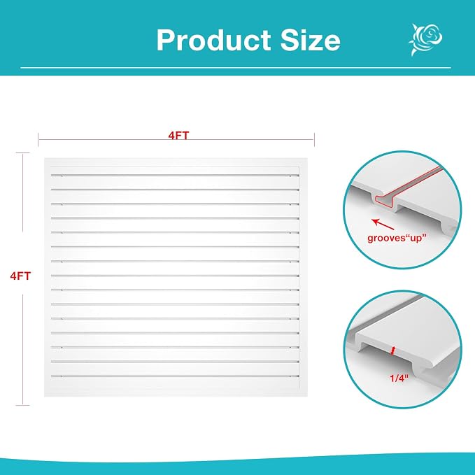 NeatiEase Slatwall Panel Wall Storage Systems, 4 x 4ft Slat Wall Paneling - Image 3
