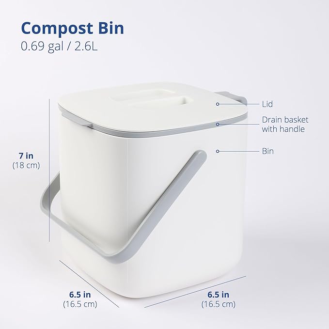 Blue Ginkgo Kitchen Compost Bin – Filter-Free, Odor-Tight Countertop Food Waste - Image 2