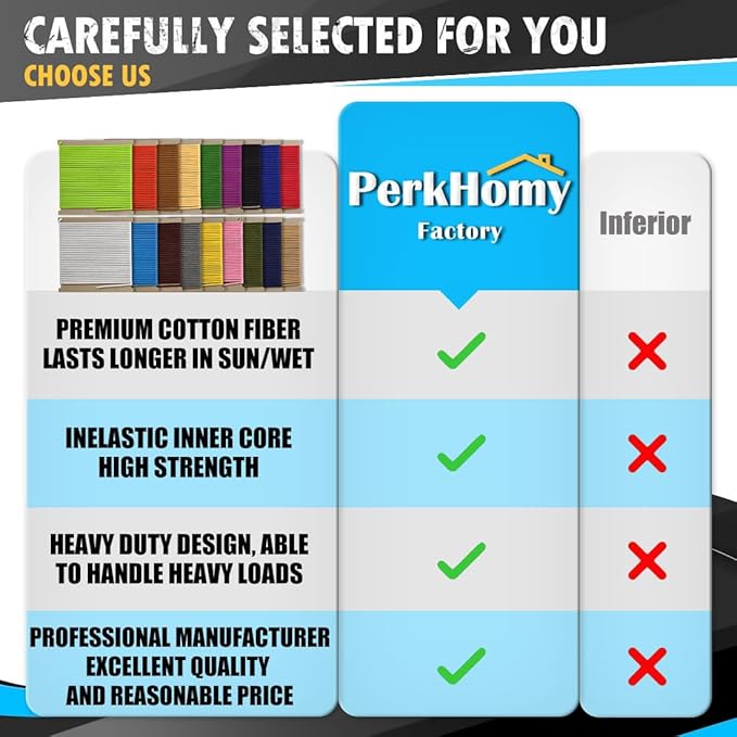 PerkHomy 500lb Cotton Rope 3/16" 50 ft Multi Purpose Utility Diamond Braided - Image 3