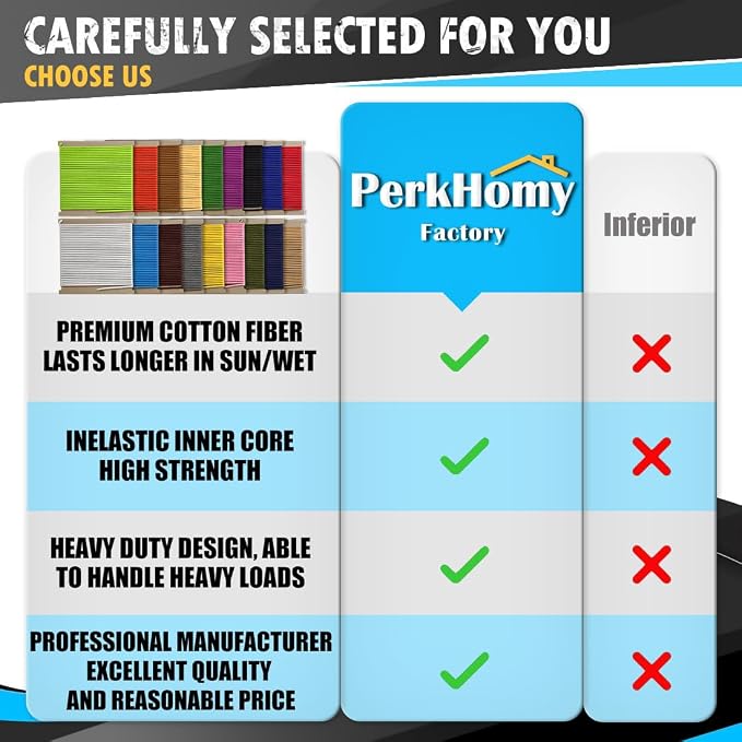 PerkHomy 500lb Cotton Rope 3/16" 50 ft Multi Purpose Utility Diamond Braided - Image 3