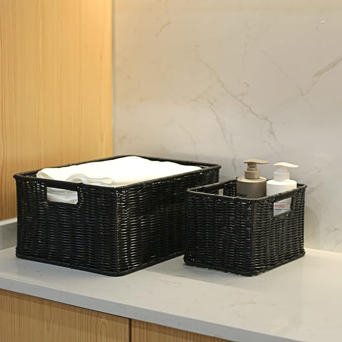 HOONEX Large Wicker Baskets for Storage, Woven Plastic - Image 3