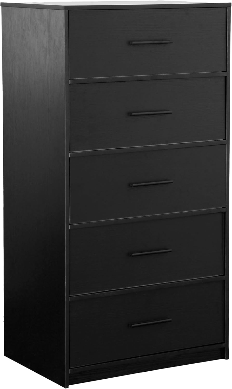 5-Drawer Dresser w/Fabric Drawers, Modern, Storage Chest,Black