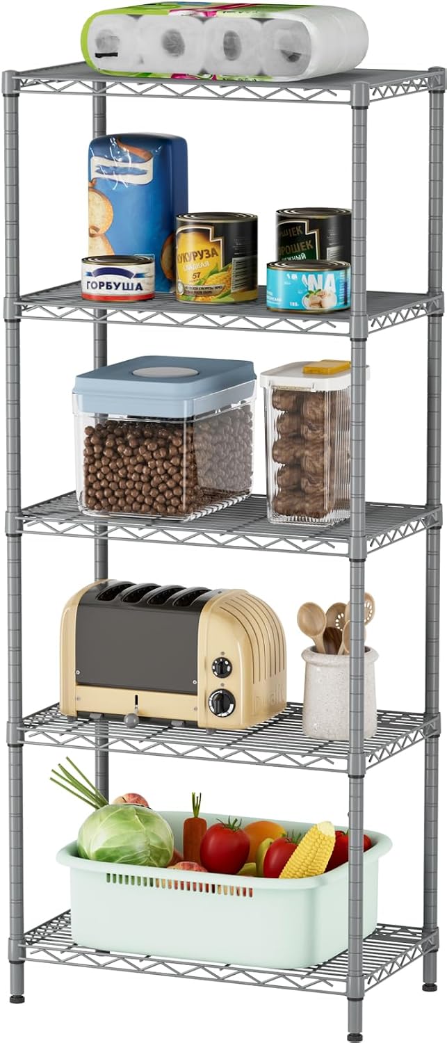 SINGAYE 5 Metal Shelves Wire Shelving Storage Shelf Adjustable Unit Pantry
